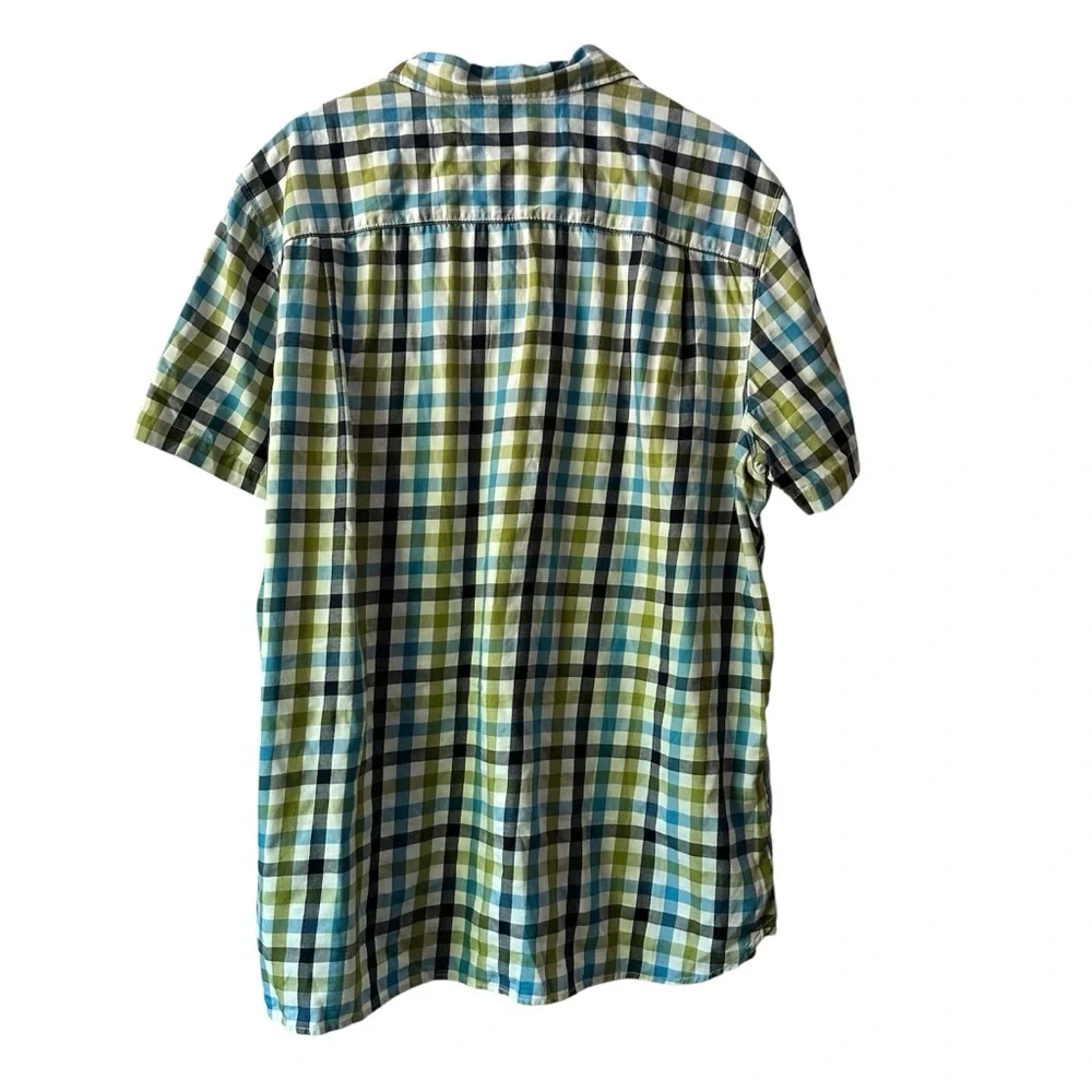 The North Face Shirt Men‎ Large XXL Blue White Green Checkered Button Up